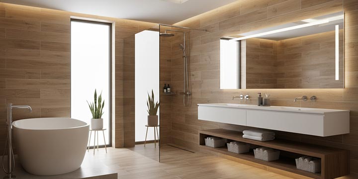 Fliesen in Holzoptik für das Badezimmer
